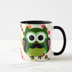 Retro Owl with Moustache Mug