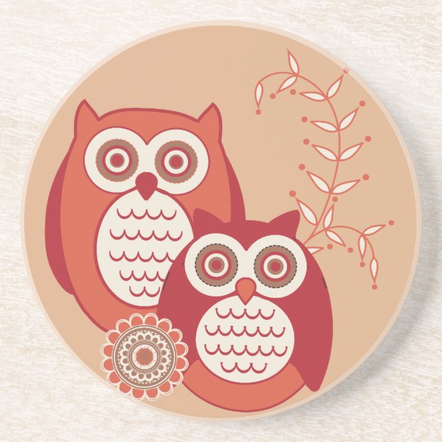 Retro Owls Coaster (Front)