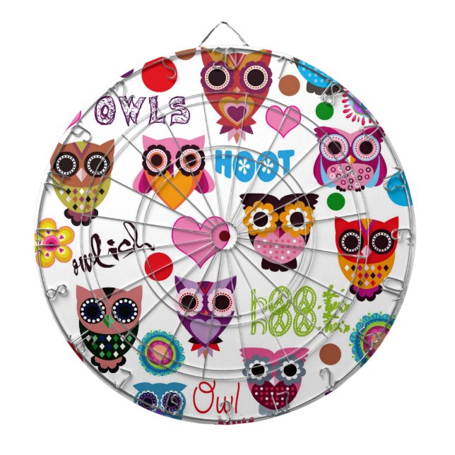 Retro Owls Dartboard (Front)