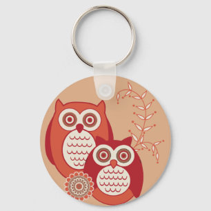 Retro Owls Keychain