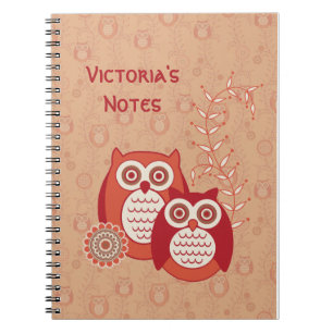 Retro Owls Personalised Notebook