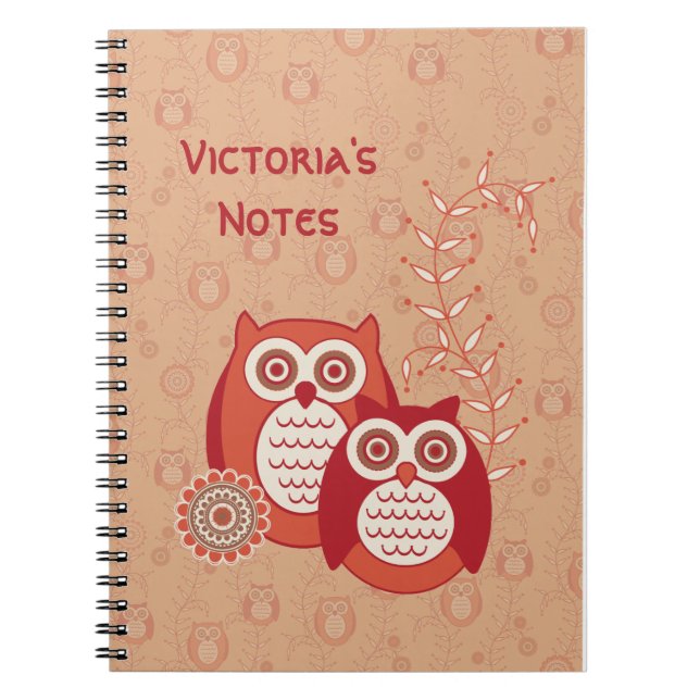 Retro Owls Personalised Notebook (Front)