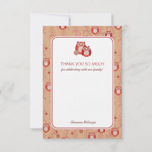 Retro Owls Thank You Flat Cards