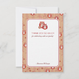 Retro Owls Thank You Flat Cards