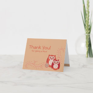 Retro Owls Thank You Note Card