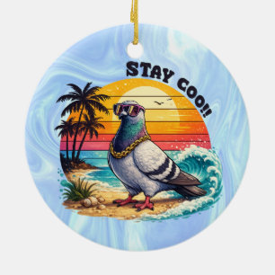 Retro Owner Lover Gift Pigeon City Doves Stay Coo Ceramic Tree Decoration