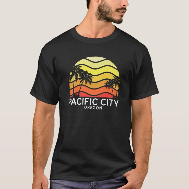 Retro Pacific City Surf Beach Vintage Palm Venice T-Shirt (Front)