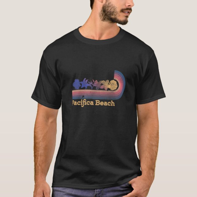 Retro Pacifica Beach Tropical Flowers 80'S Style S T-Shirt (Front)