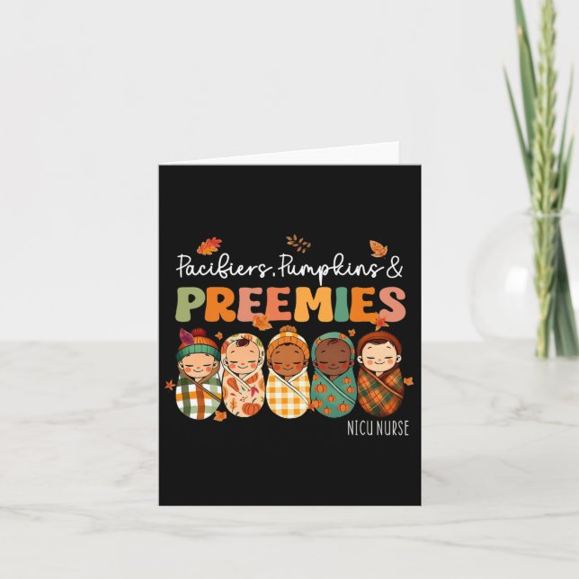 Retro Pacifiers Pumpkins Preemies Thanksgiving Nic Card (Front)