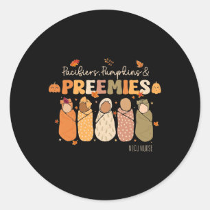 Retro Pacifiers Pumpkins Preemies Thanksgiving Nic Classic Round Sticker