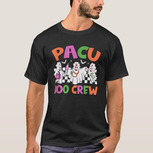 Retro PACU Boo Crew PACU Nurse Funny Halloween Cos T-Shirt (Front)