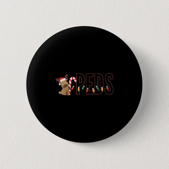 Retro Paediatrics Christmas Lights Reindeer Peds N 6 Cm Round Badge (Front)