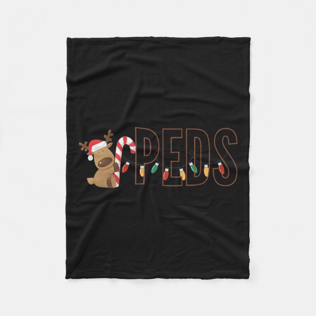 Retro Paediatrics Christmas Lights Reindeer Peds N Fleece Blanket (Front)