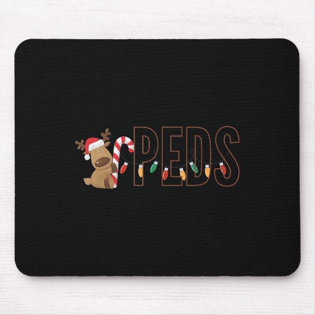Retro Paediatrics Christmas Lights Reindeer Peds N Mouse Mat (Front)