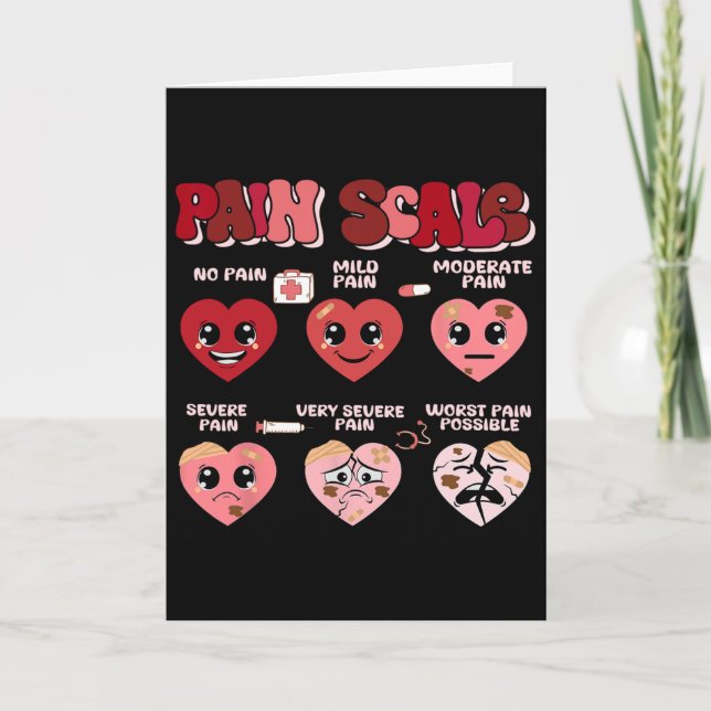 Retro Pain Scale Heart Trauma Nurse Valentine's Da Card (Front)