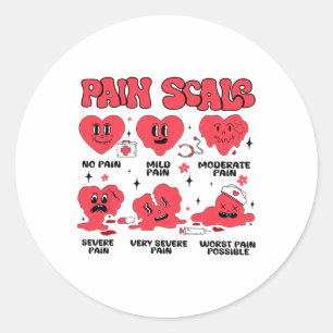 Retro Pain Scale Heart Trauma Nurse Valentine's Da Classic Round Sticker