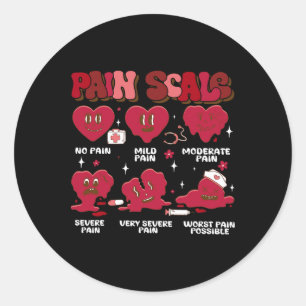 Retro Pain Scale Heart Trauma Nurse Valentine's Da Classic Round Sticker