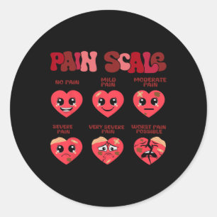 Retro Pain Scale Heart Trauma Nurse Valentines Day Classic Round Sticker