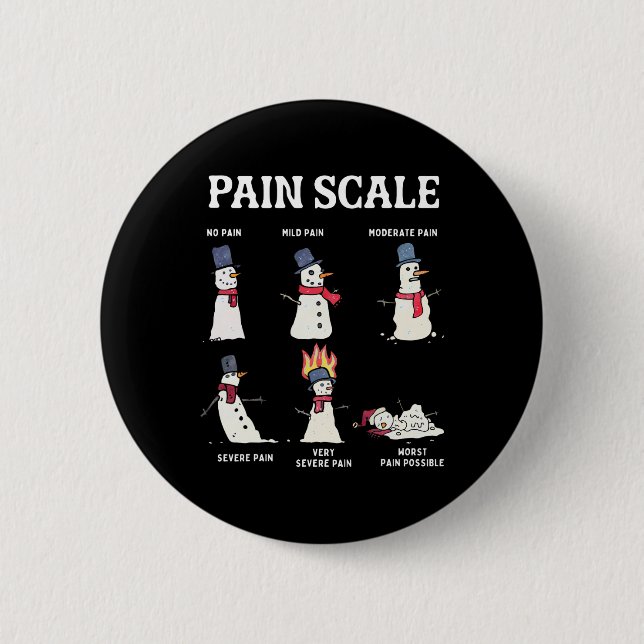 Retro Pain Scale Snowman Trauma Nurse Christmas Nu 6 Cm Round Badge (Front)