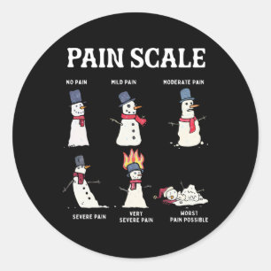 Retro Pain Scale Snowman Trauma Nurse Christmas Nu Classic Round Sticker