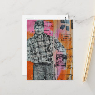 Retro Paint Man Collage Postcard