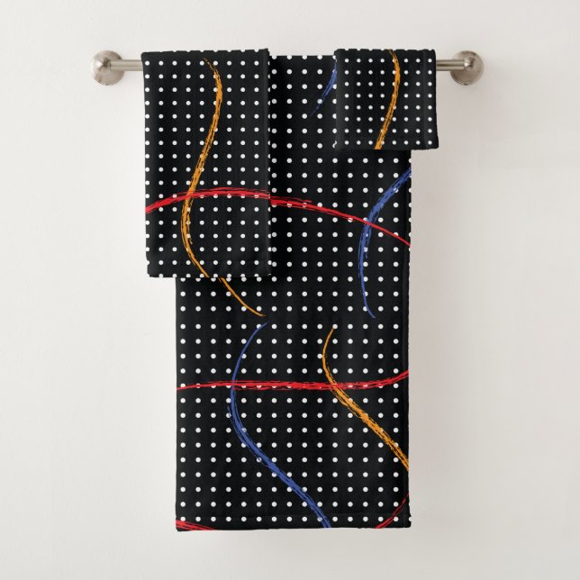 Retro Paint Splatter and Dots Bath Towel Set (Insitu)