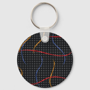 Retro Paint Splatter and Dots Key Ring