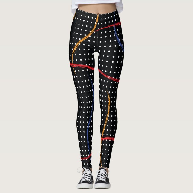 Retro Paint Splatter and Dots Leggings (Front)