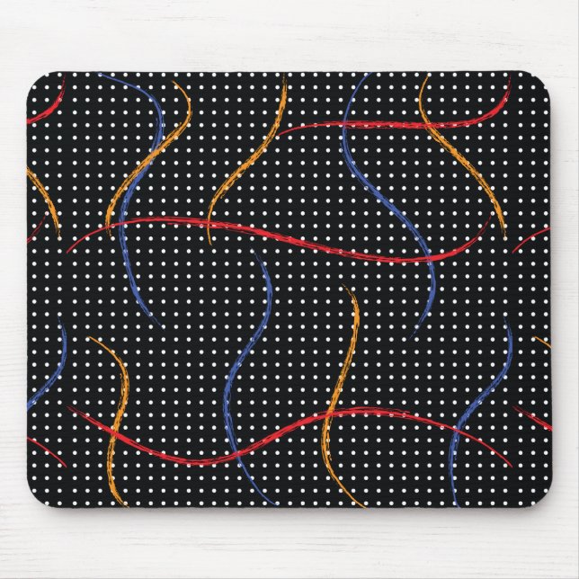 Retro Paint Splatter and Dots Mouse Mat (Front)