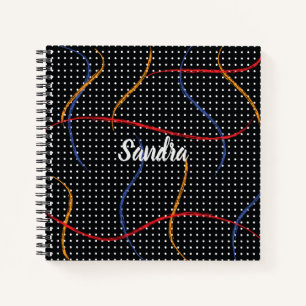 Retro Paint Splatter and Dots Personalised Notebook