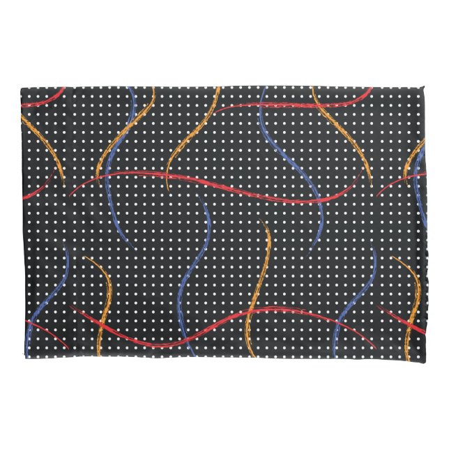 Retro Paint Splatter and Dots Pillow Case (Front-Left)