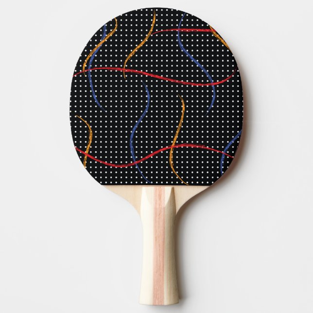 Retro Paint Splatter and Dots Ping Pong Paddle (Front)