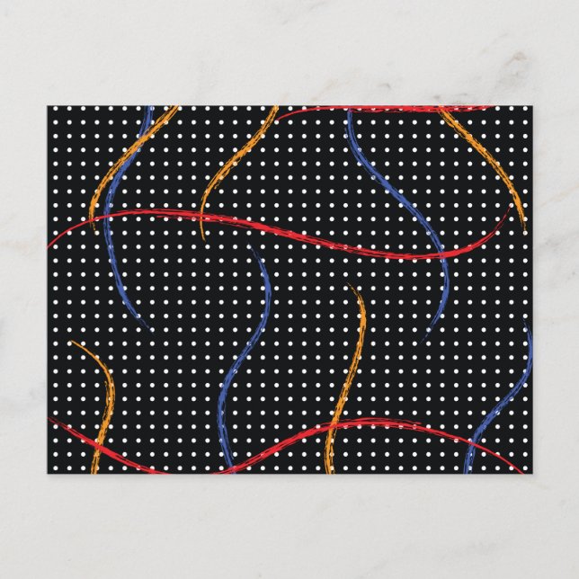 Retro Paint Splatter and Dots Postcard (Front)