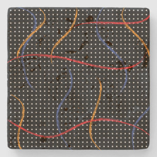 Retro Paint Splatter and Dots Stone Coaster