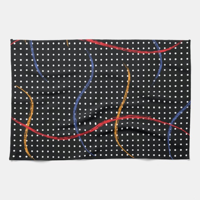 Retro Paint Splatter and Dots Tea Towel (Horizontal)