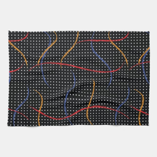 Retro Paint Splatter and Dots Tea Towel (Horizontal)