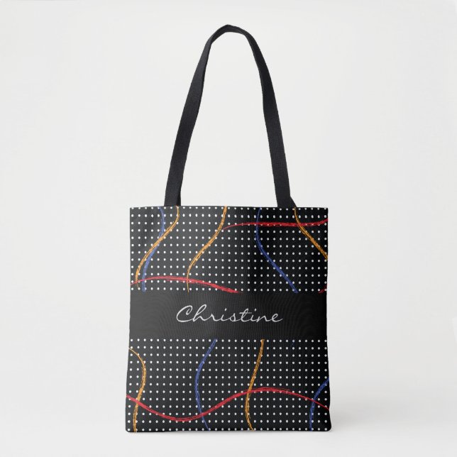 Retro Paint Splatter and Dots Tote Bag (Front)