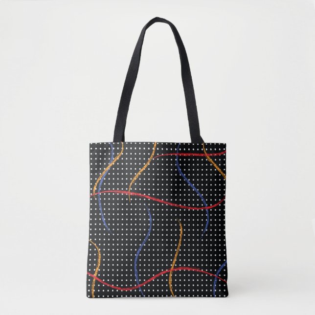Retro Paint Splatter and Dots Tote Bag (Front)