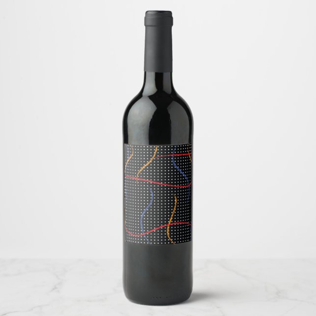 Retro Paint Splatter and Dots Wine Label (Front)