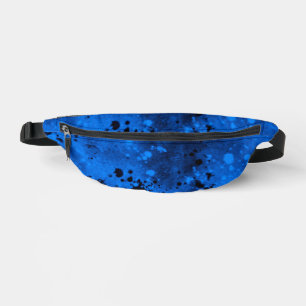 Retro Paint Splatter Effect Blue & Black Bum Bags