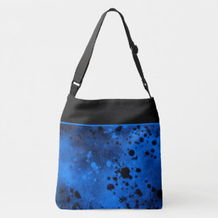 Retro Paint Splatter Effect Blue & Black Crossbody Bag