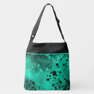 Retro Paint Splatter Effect green & Black Crossbody Bag