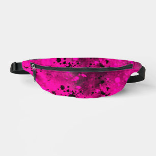 Retro Paint Splatter Effect Pink & Black Bum Bags