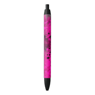 Retro Paint Splatter Effect Pink & Black Ink Pen