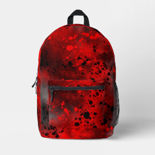 Retro Paint Splatter Effect Red & Black  Printed Backpack