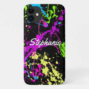 Retro Paint Splatter Neon Custom iPhone 11 Case