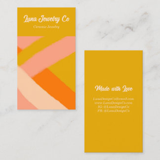Retro Painted Abstract Crossed Lines Gold Blank Business Card