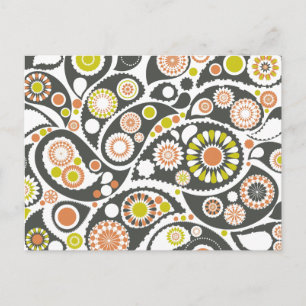 Retro Paisley Pattern Postcard