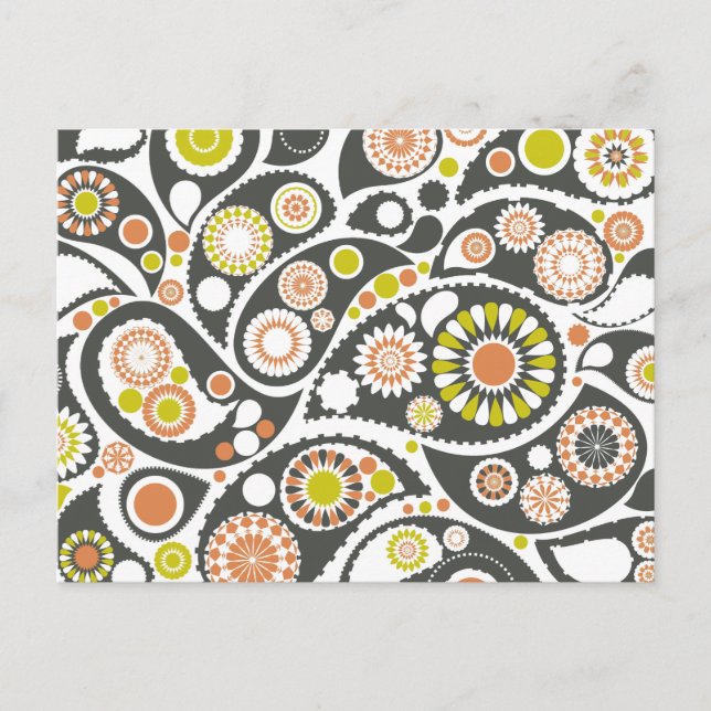 Retro Paisley Pattern Postcard (Front)