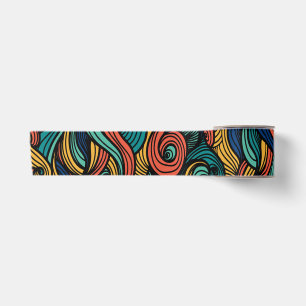 Retro Paisley Wave Satin Ribbon